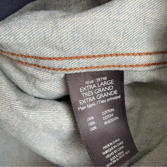 Slate and Stone Jacket Mens Extra Large Denim Bomber Varsity - Picture 6 of 7